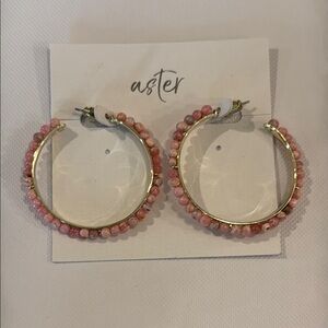 Aster Pink Beaded Hoop Earrings